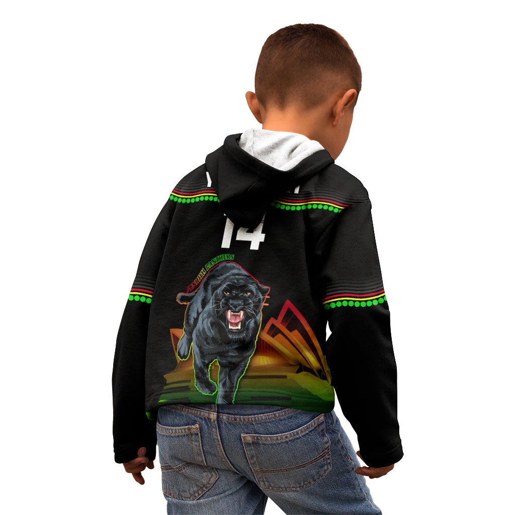 Custom Australia Day Panthers Kid Hoodie NRL 2024 Sydney Opera House With Map - Black - Vibe Hoodie Shop