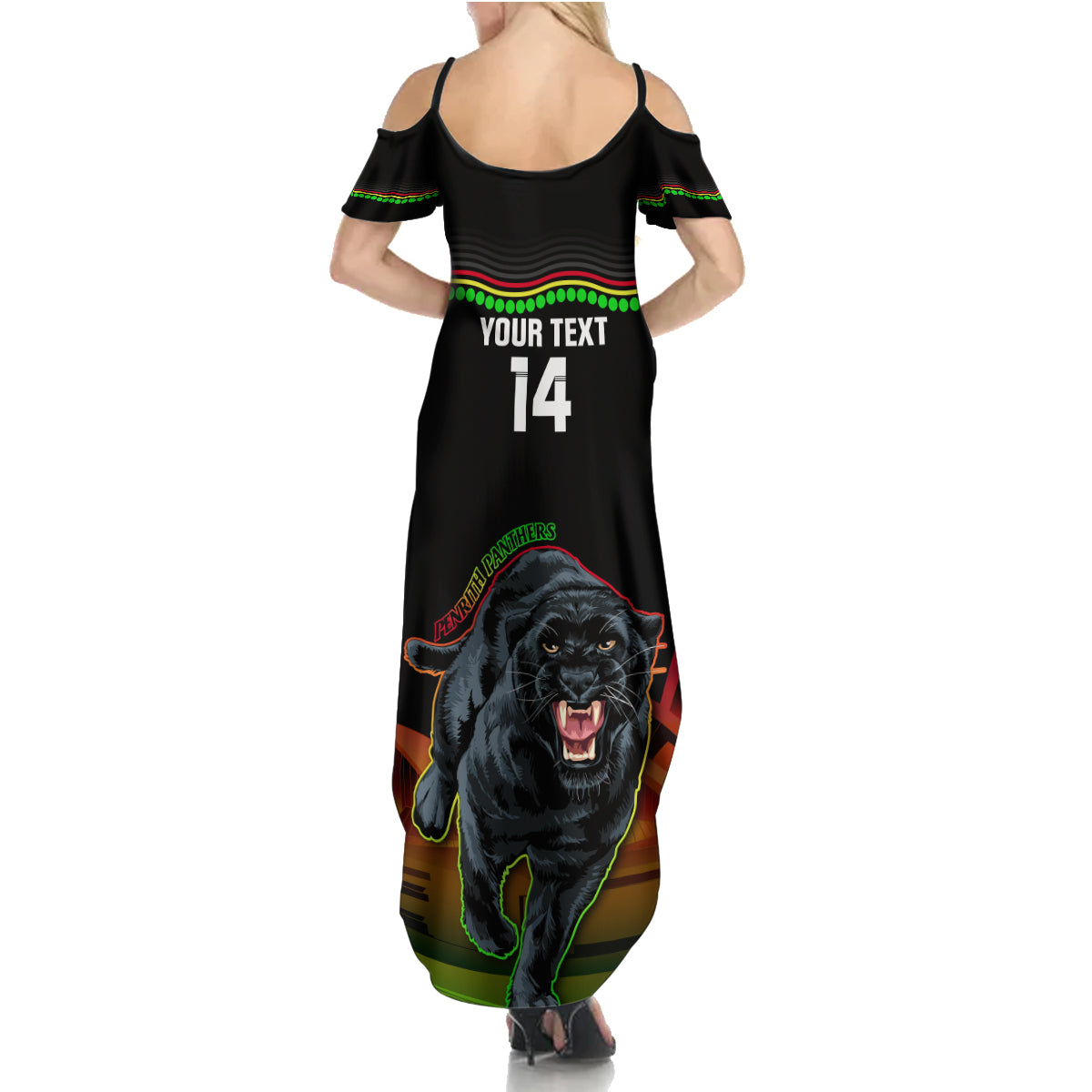 Custom Australia Day Panthers Summer Maxi Dress NRL 2024 Sydney Opera House With Map - Black