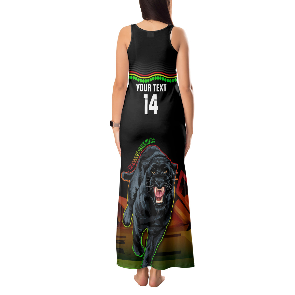 Custom Australia Day Panthers Tank Maxi Dress NRL 2024 Sydney Opera House With Map - Black