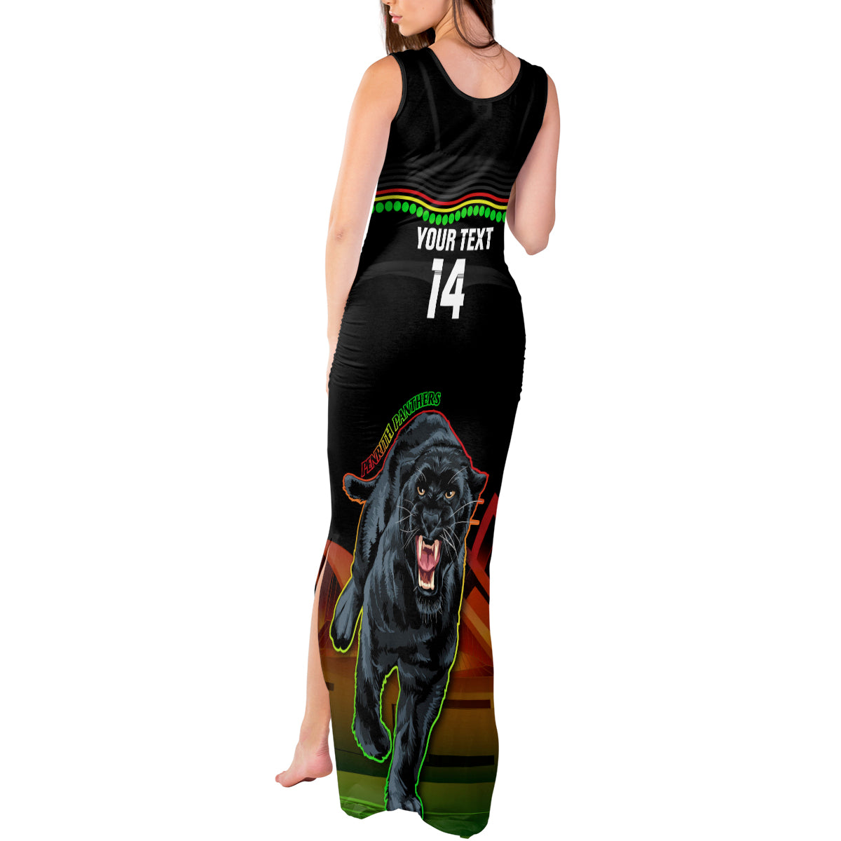 Custom Australia Day Panthers Tank Maxi Dress NRL 2024 Sydney Opera House With Map - Black