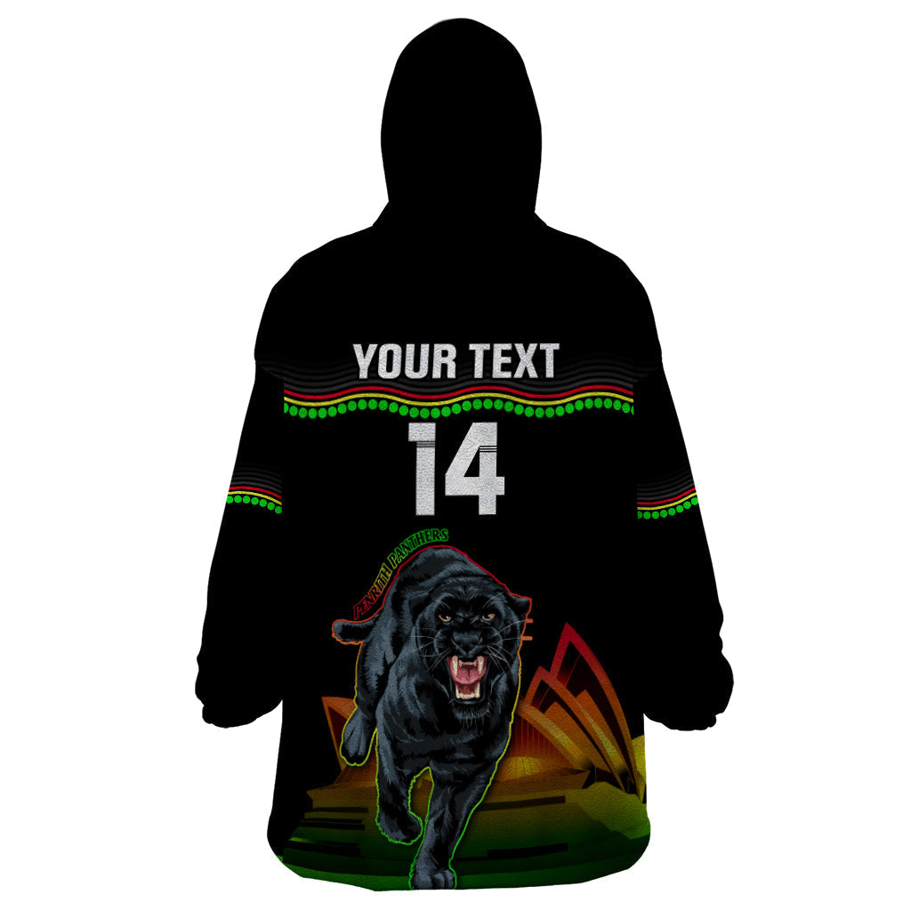 Custom Australia Day Panthers Wearable Blanket Hoodie NRL 2024 Sydney Opera House With Map - Black - Vibe Hoodie Shop