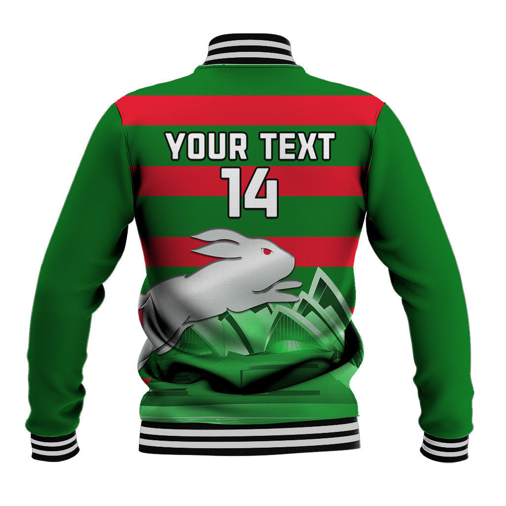 Custom Australia Day Rabbitohs Baseball Jacket NRL 2024 Sydney Opera House With Map - Vibe Hoodie Shop