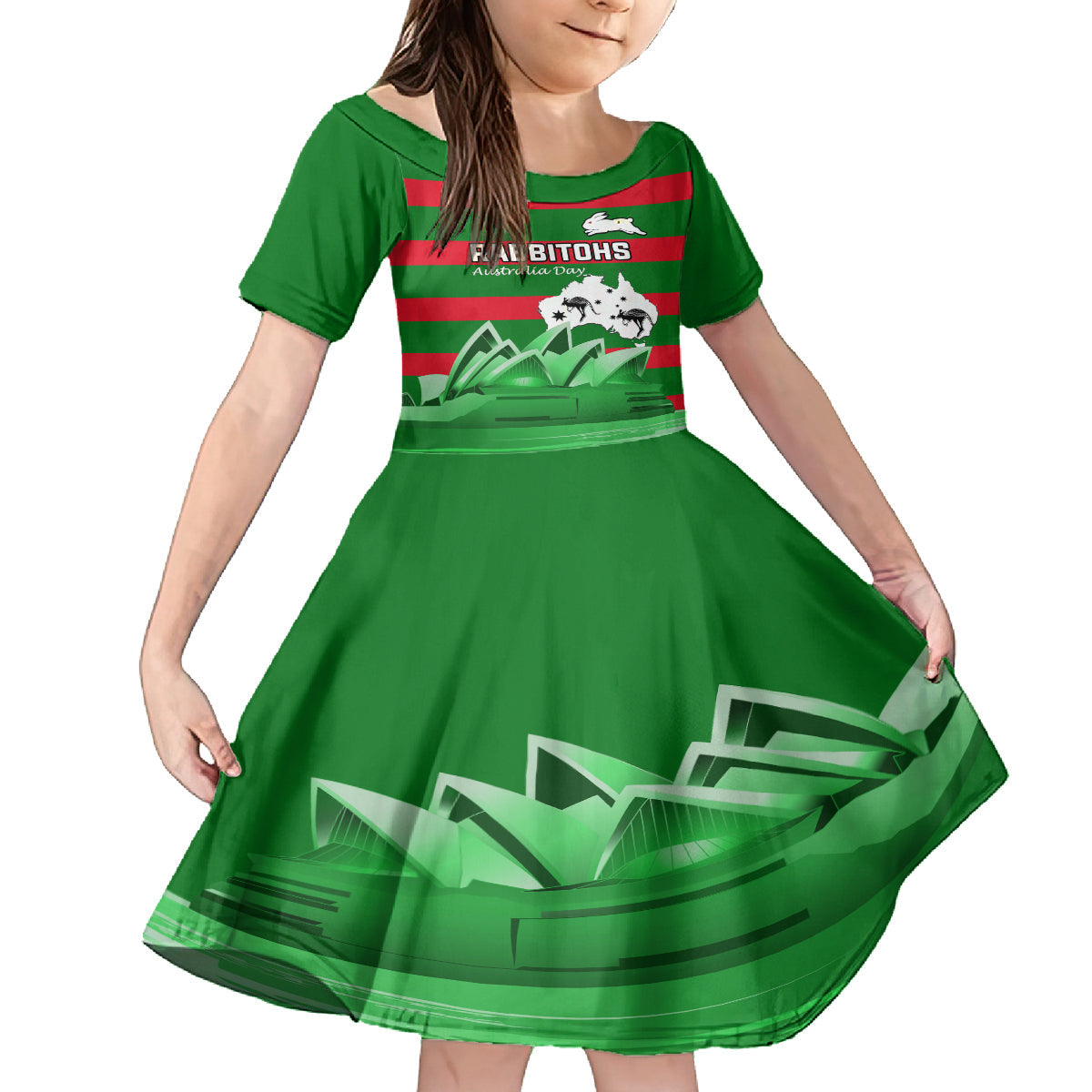 Custom Australia Day Rabbitohs Family Matching Long Sleeve Bodycon Dress and Hawaiian Shirt NRL 2024 Sydney Opera House With Map