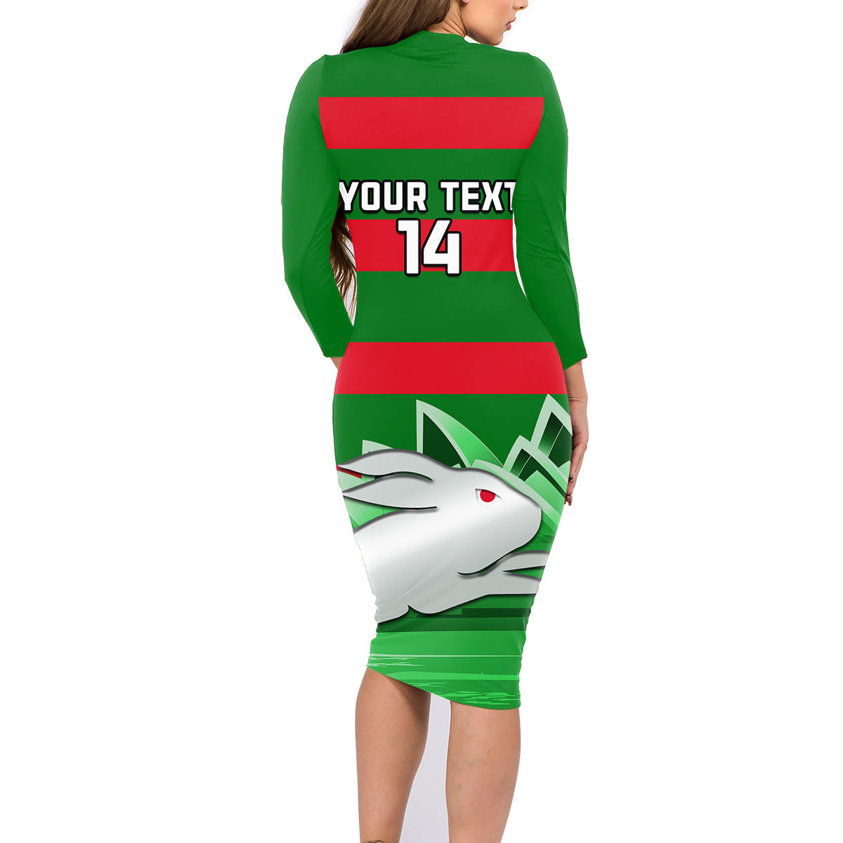 Custom Australia Day Rabbitohs Family Matching Long Sleeve Bodycon Dress and Hawaiian Shirt NRL 2024 Sydney Opera House With Map