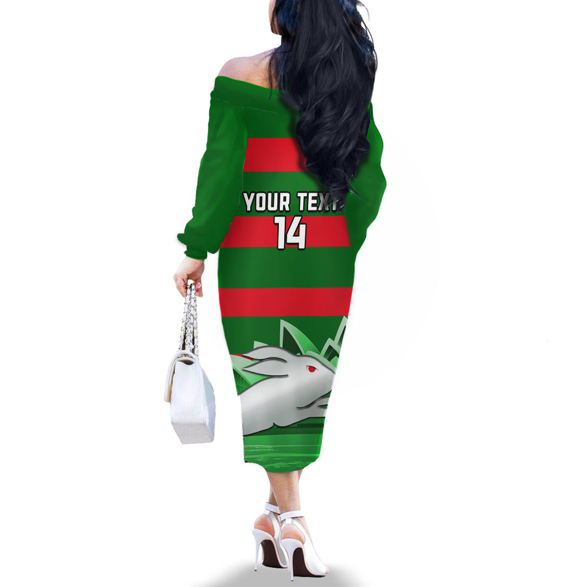 Custom Australia Day Rabbitohs Family Matching Off Shoulder Long Sleeve Dress and Hawaiian Shirt NRL 2024 Sydney Opera House With Map