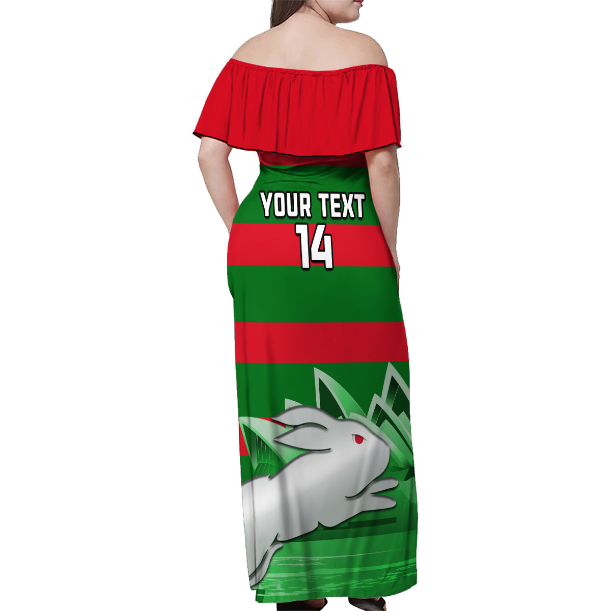 Custom Australia Day Rabbitohs Family Matching Off Shoulder Maxi Dress and Hawaiian Shirt NRL 2024 Sydney Opera House With Map