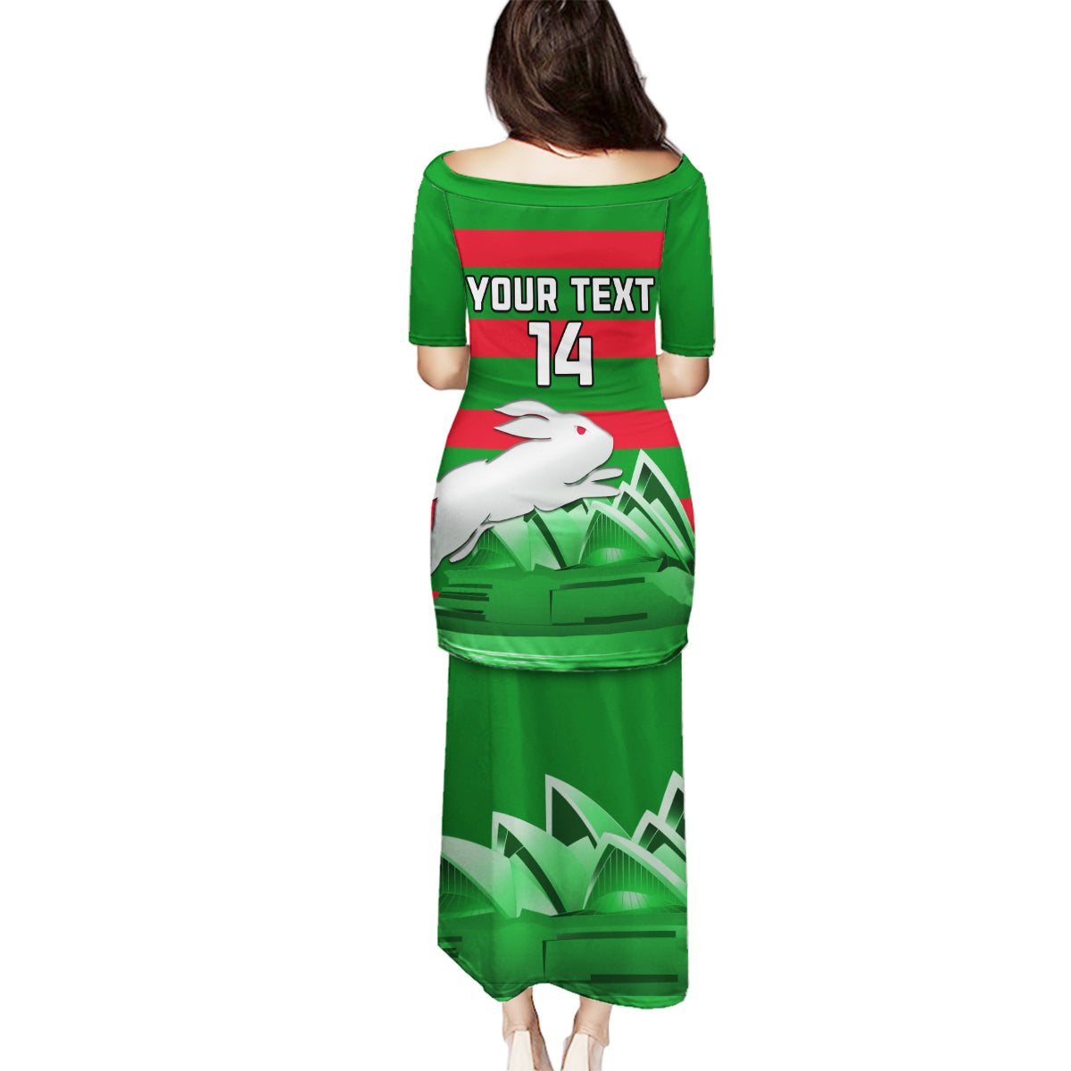 Custom Australia Day Rabbitohs Family Matching Puletasi and Hawaiian Shirt NRL 2024 Sydney Opera House With Map