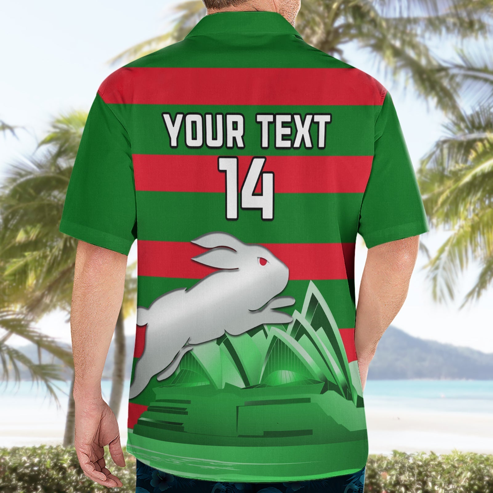 Custom Australia Day Rabbitohs Hawaiian Shirt NRL 2024 Sydney Opera House With Map - Vibe Hoodie Shop