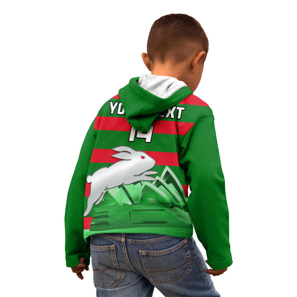 Custom Australia Day Rabbitohs Kid Hoodie NRL 2024 Sydney Opera House With Map - Vibe Hoodie Shop