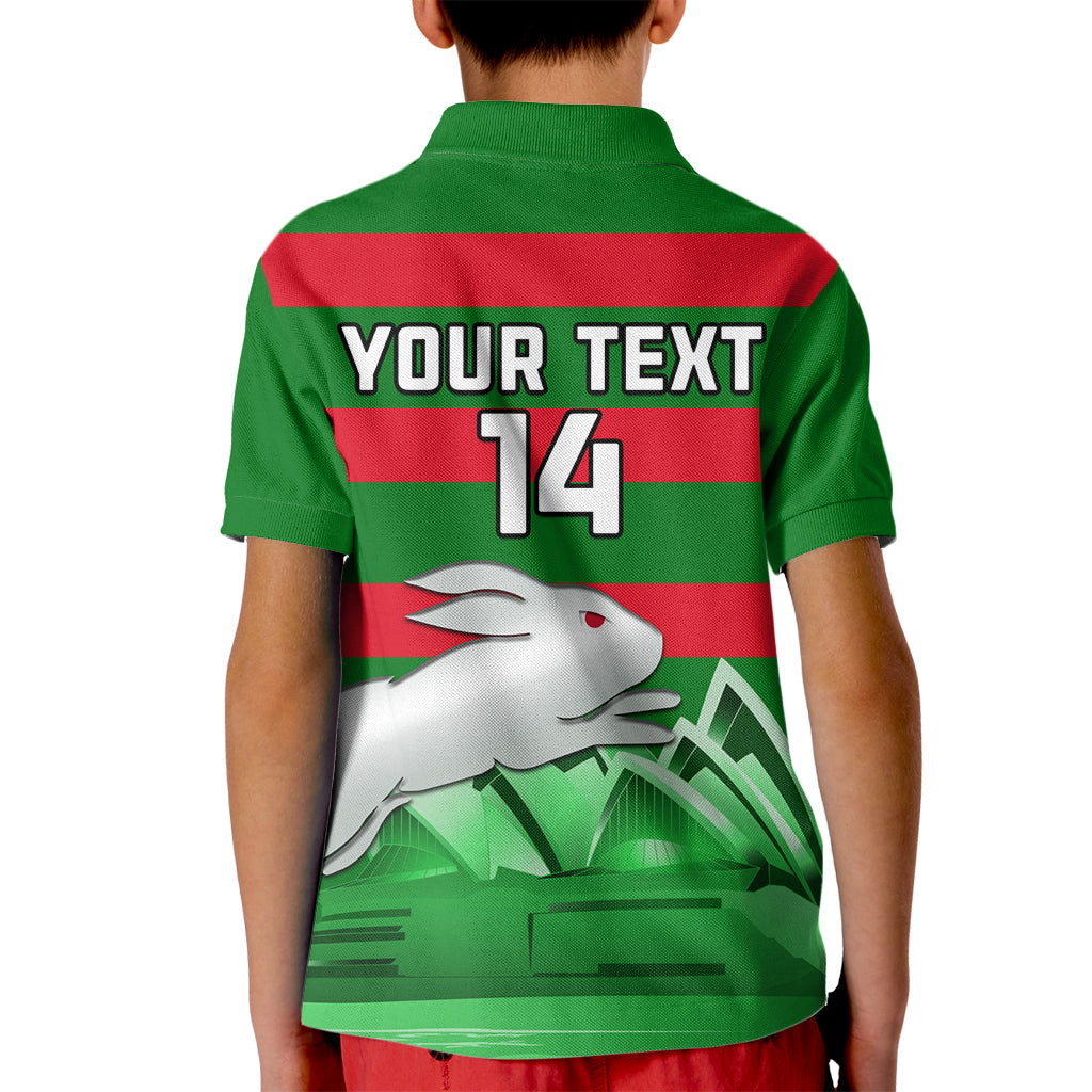 Custom Australia Day Rabbitohs Kid Polo Shirt NRL 2024 Sydney Opera House With Map - Vibe Hoodie Shop