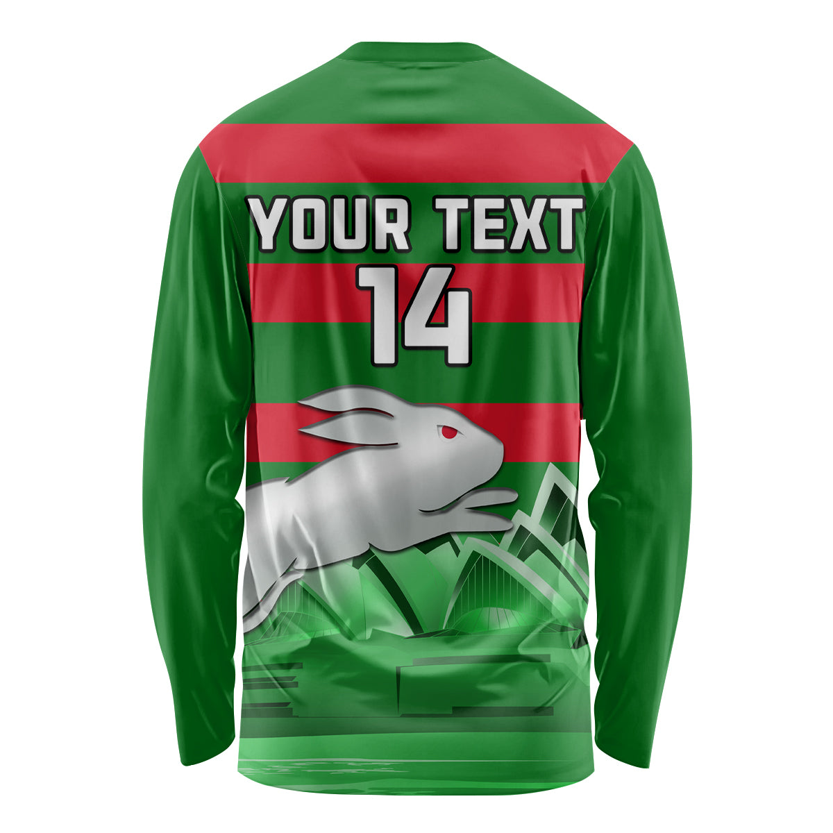 Custom Australia Day Rabbitohs Long Sleeve Shirt NRL 2024 Sydney Opera House With Map - Vibe Hoodie Shop