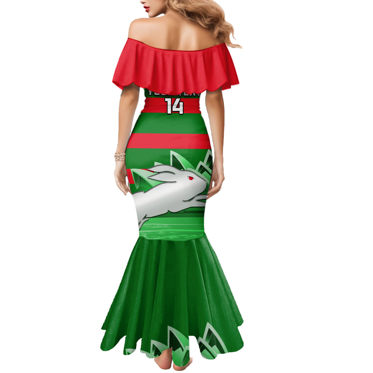 Custom Australia Day Rabbitohs Mermaid Dress NRL 2024 Sydney Opera House With Map