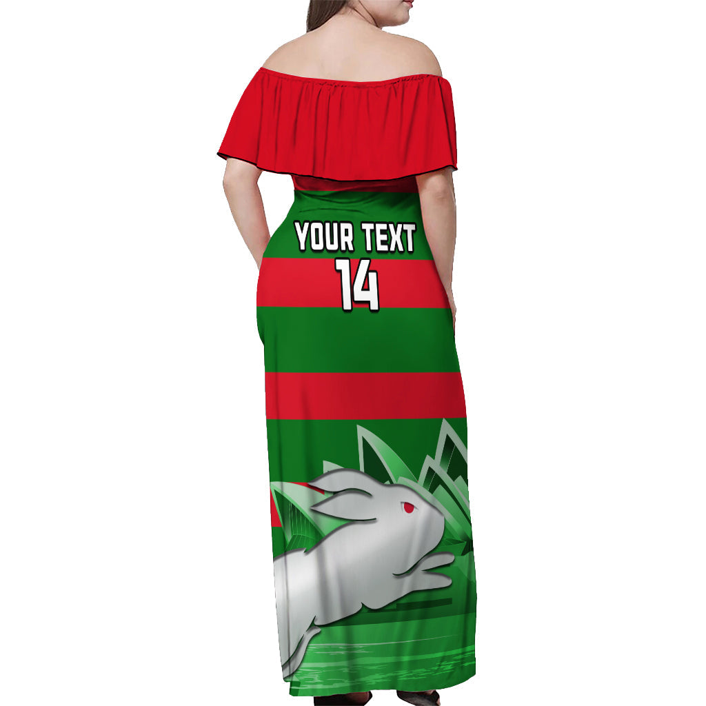 Custom Australia Day Rabbitohs Off Shoulder Maxi Dress NRL 2024 Sydney Opera House With Map