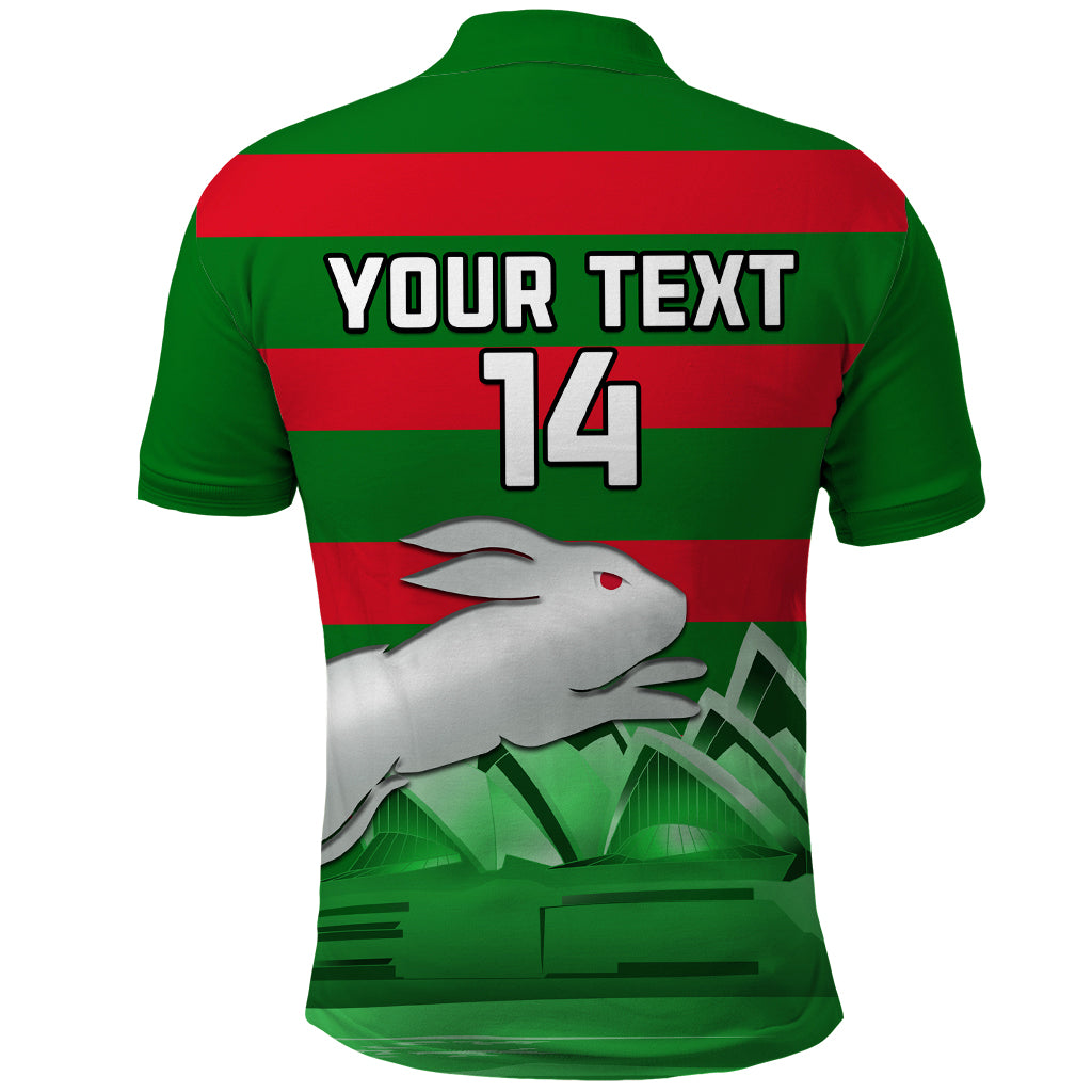 Custom Australia Day Rabbitohs Polo Shirt NRL 2024 Sydney Opera House With Map - Vibe Hoodie Shop