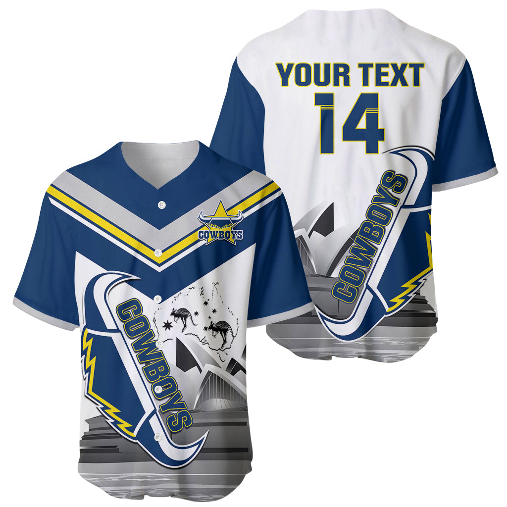 Custom Australia Day Cowboys Baseball Jersey NRL 2024 Sydney Opera House With Map - Vibe Hoodie Shop