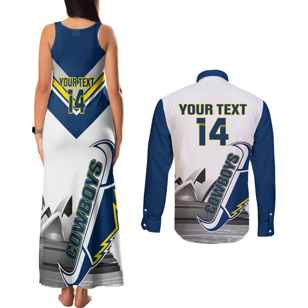 Custom Australia Day Cowboys Couples Matching Tank Maxi Dress and Long Sleeve Button Shirt NRL 2024 Sydney Opera House With Map