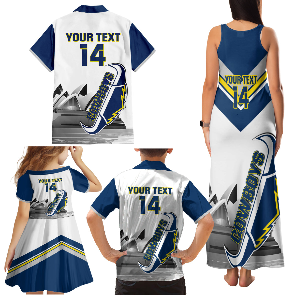 Custom Australia Day Cowboys Family Matching Tank Maxi Dress and Hawaiian Shirt NRL 2024 Sydney Opera House With Map