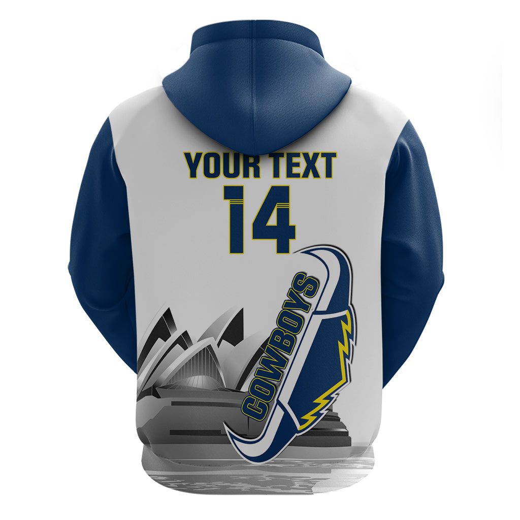 Custom Australia Day Cowboys Hoodie NRL 2024 Sydney Opera House With Map - Vibe Hoodie Shop