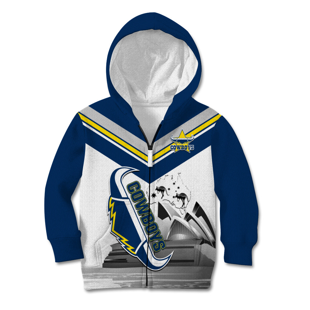 Custom Australia Day Cowboys Kid Hoodie NRL 2024 Sydney Opera House With Map - Vibe Hoodie Shop