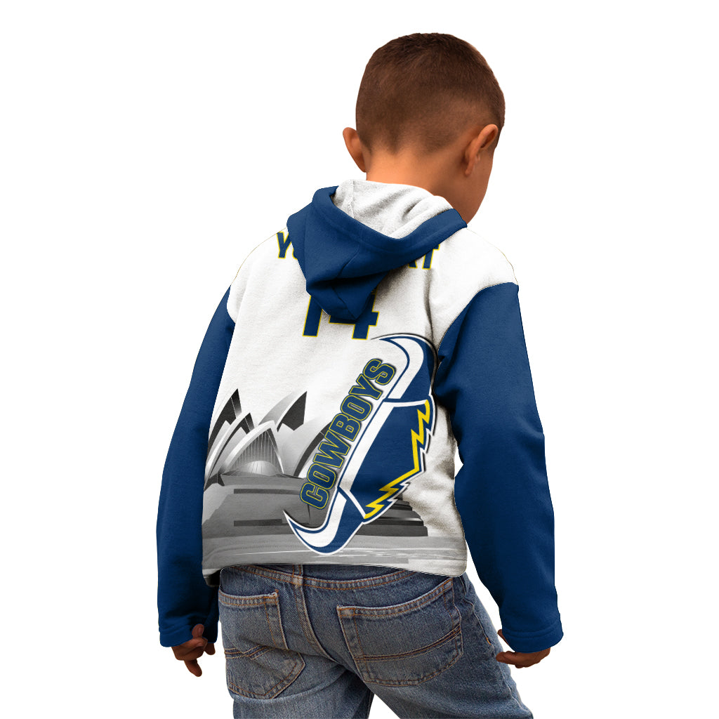 Custom Australia Day Cowboys Kid Hoodie NRL 2024 Sydney Opera House With Map - Vibe Hoodie Shop