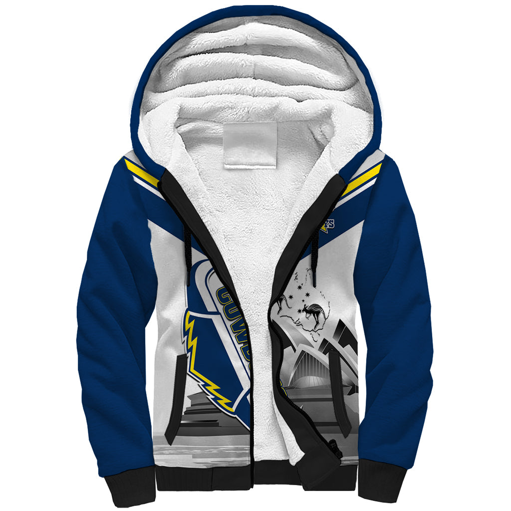 Custom Australia Day Cowboys Sherpa Hoodie NRL 2024 Sydney Opera House With Map - Vibe Hoodie Shop