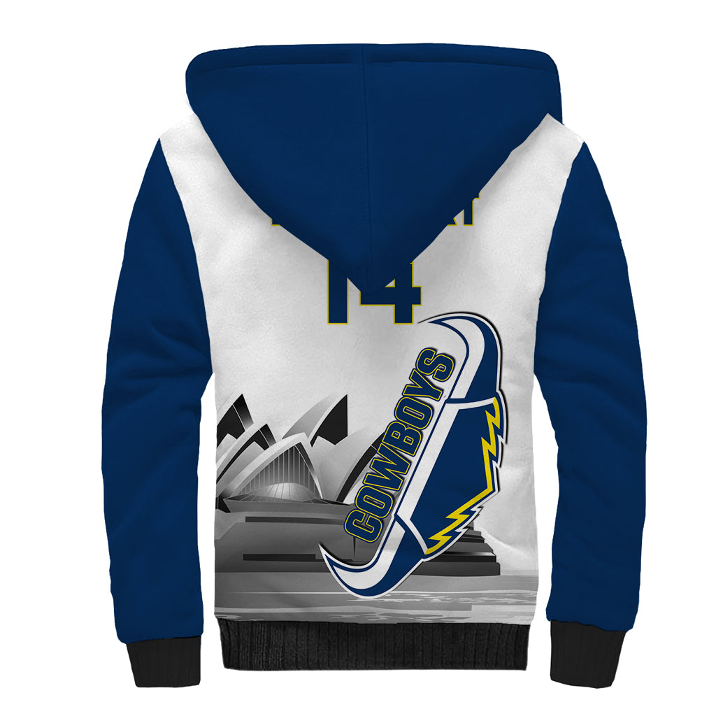 Custom Australia Day Cowboys Sherpa Hoodie NRL 2024 Sydney Opera House With Map - Vibe Hoodie Shop