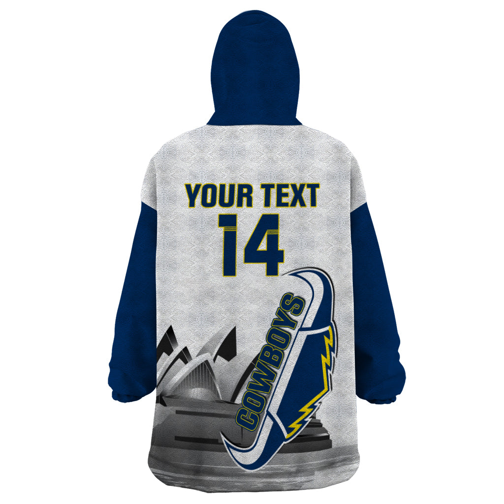 Custom Australia Day Cowboys Wearable Blanket Hoodie NRL 2024 Sydney Opera House With Map - Vibe Hoodie Shop