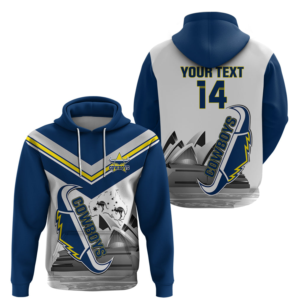 Custom Australia Day Cowboys Zip Hoodie NRL 2024 Sydney Opera House With Map - Vibe Hoodie Shop