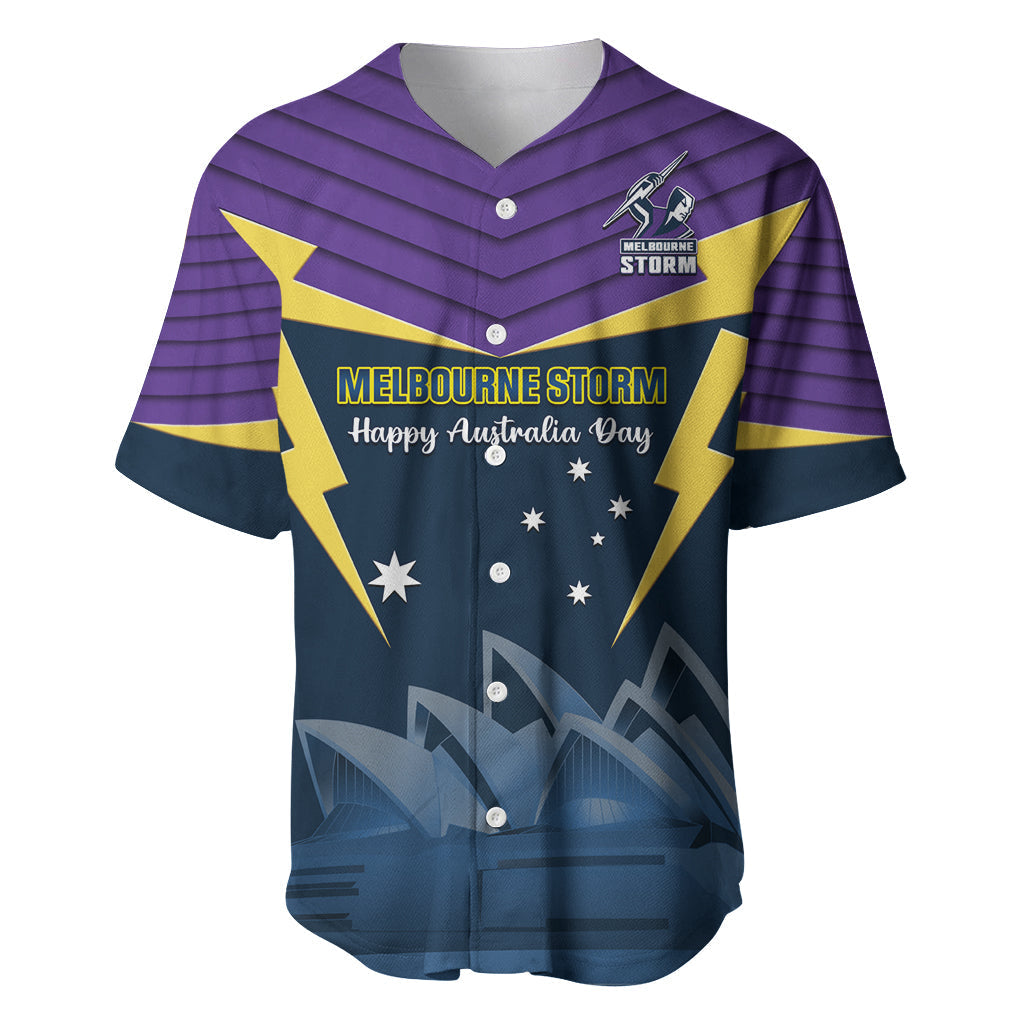 Custom Australia Day Storm Baseball Jersey NRL 2024 Sydney Opera House With Map