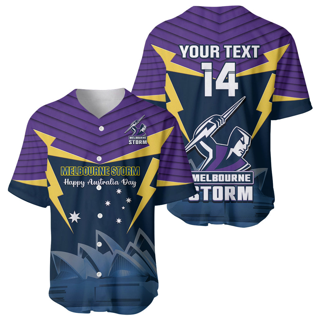 Custom Australia Day Storm Baseball Jersey NRL 2024 Sydney Opera House With Map