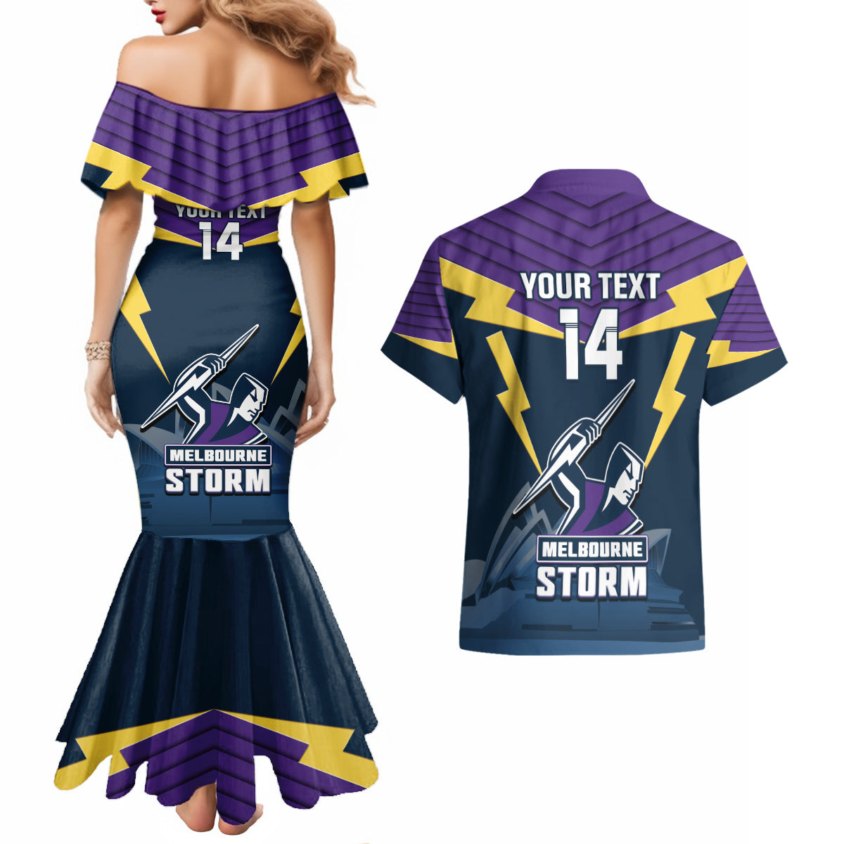 Custom Australia Day Storm Couples Matching Mermaid Dress and Hawaiian Shirt NRL 2024 Sydney Opera House With Map