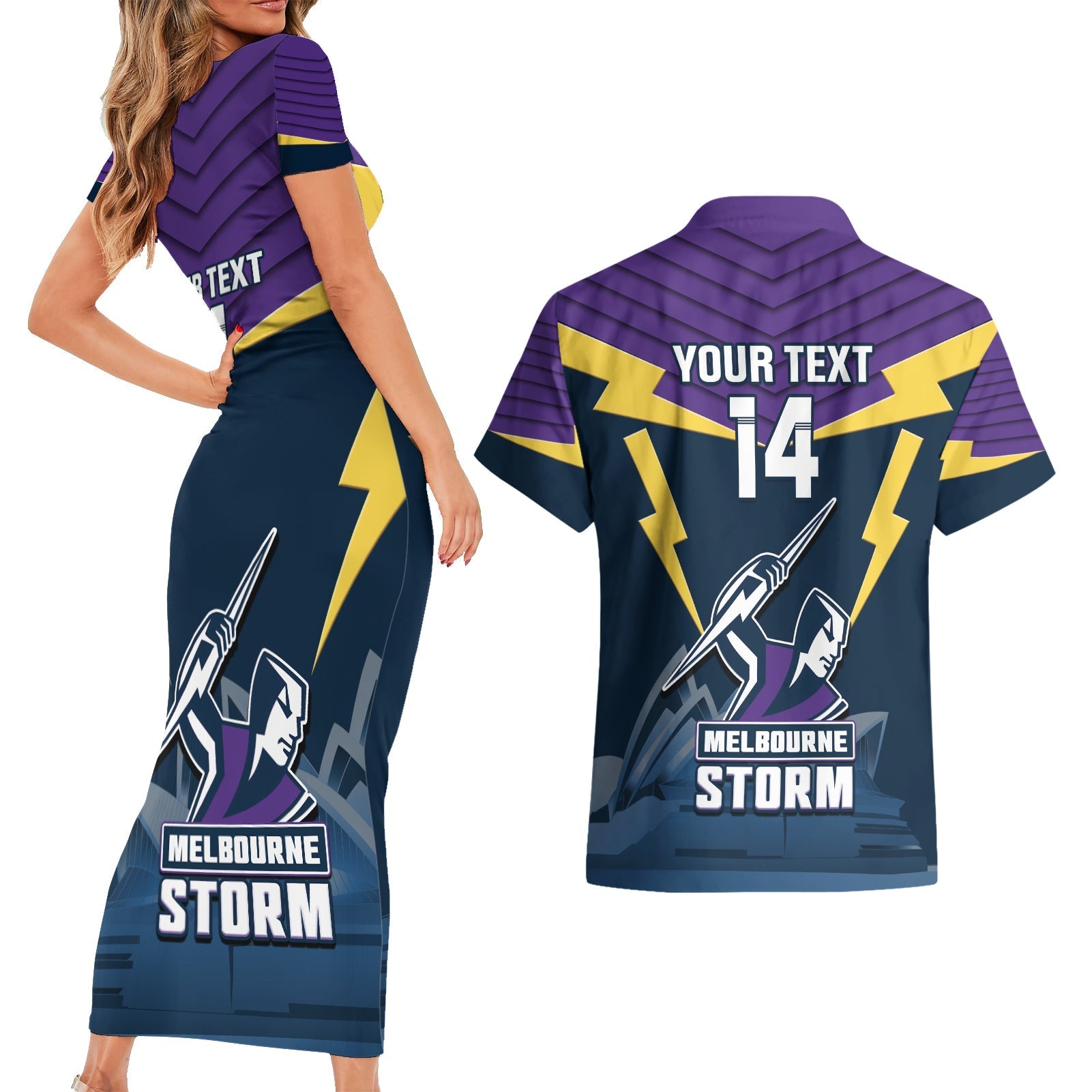 Custom Australia Day Storm Couples Matching Short Sleeve Bodycon Dress and Hawaiian Shirt NRL 2024 Sydney Opera House With Map