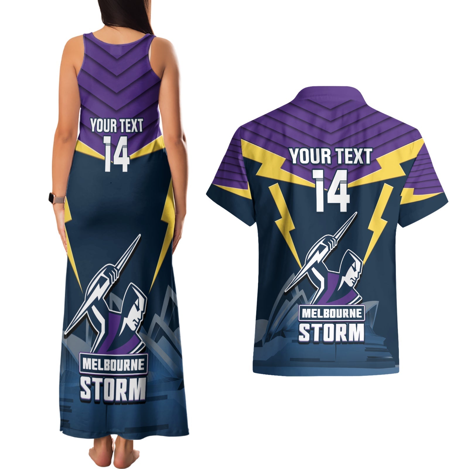 Custom Australia Day Storm Couples Matching Tank Maxi Dress and Hawaiian Shirt NRL 2024 Sydney Opera House With Map