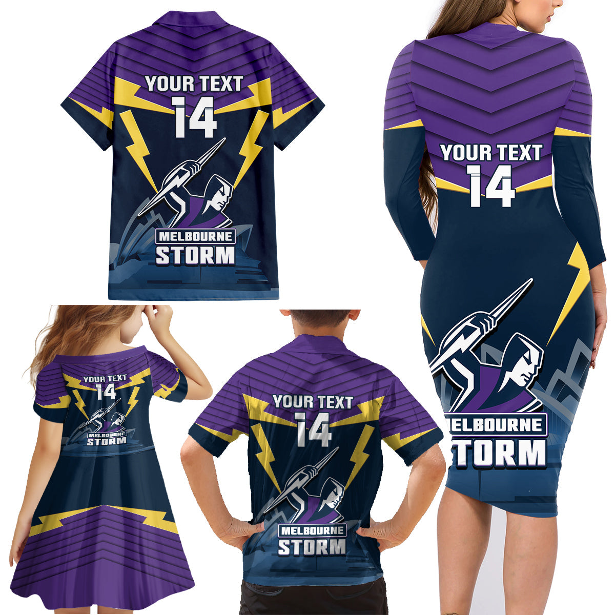 Custom Australia Day Storm Family Matching Long Sleeve Bodycon Dress and Hawaiian Shirt NRL 2024 Sydney Opera House With Map