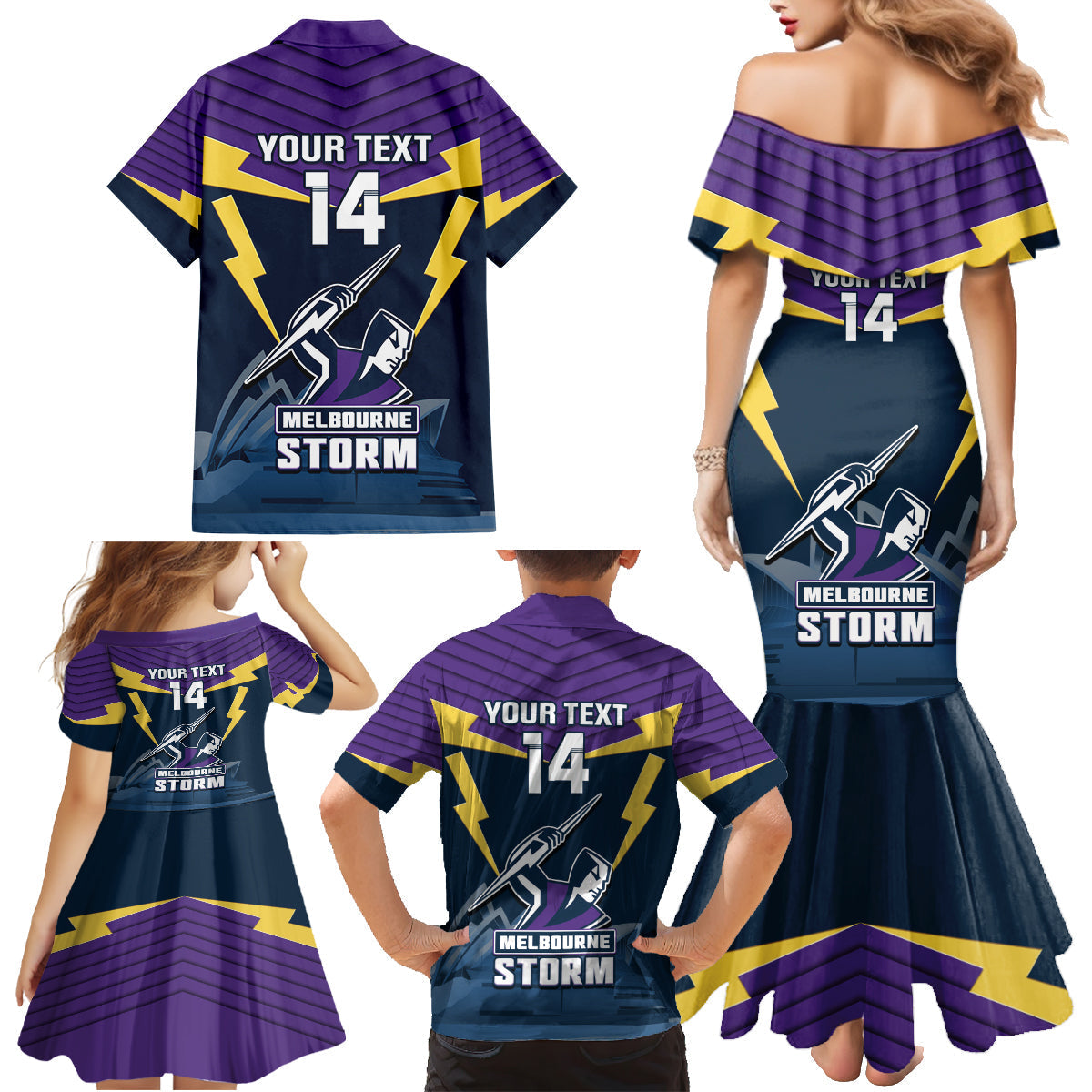 Custom Australia Day Storm Family Matching Mermaid Dress and Hawaiian Shirt NRL 2024 Sydney Opera House With Map