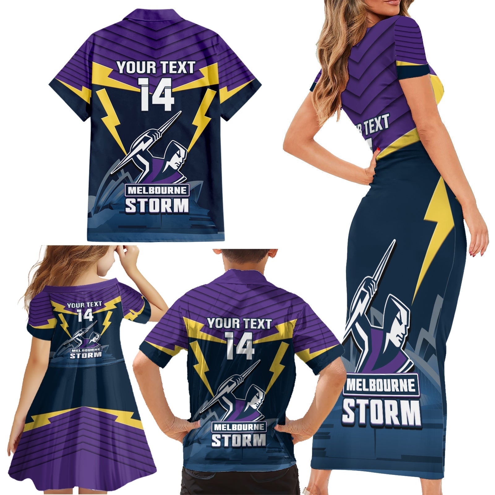 Custom Australia Day Storm Family Matching Short Sleeve Bodycon Dress and Hawaiian Shirt NRL 2024 Sydney Opera House With Map