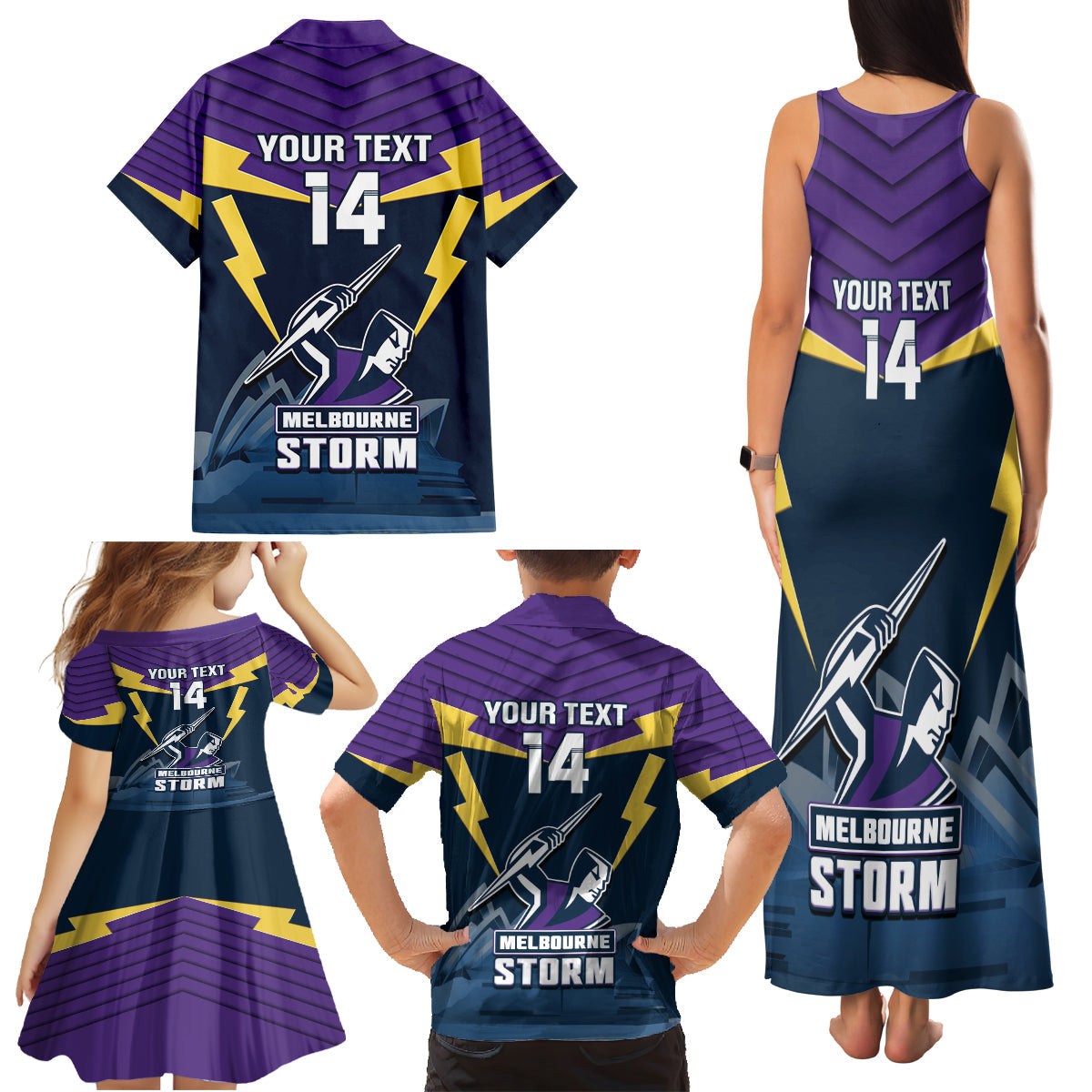 Custom Australia Day Storm Family Matching Tank Maxi Dress and Hawaiian Shirt NRL 2024 Sydney Opera House With Map