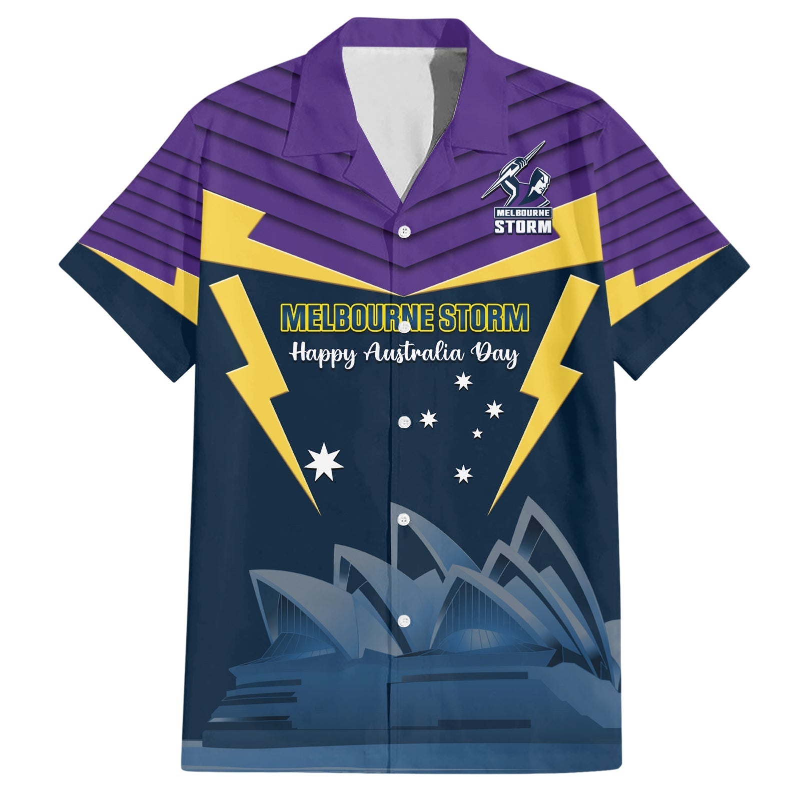 Custom Australia Day Storm Hawaiian Shirt NRL 2024 Sydney Opera House With Map