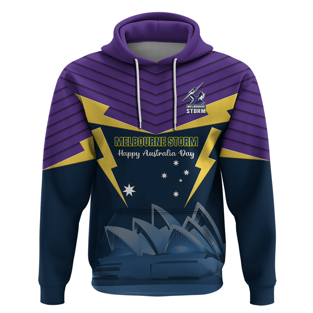 Custom Australia Day Storm Hoodie NRL 2024 Sydney Opera House With Map