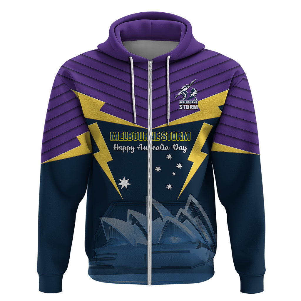 Custom Australia Day Storm Hoodie NRL 2024 Sydney Opera House With Map