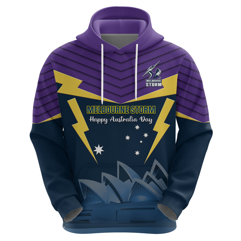 Custom Australia Day Storm Hoodie NRL 2024 Sydney Opera House With Map