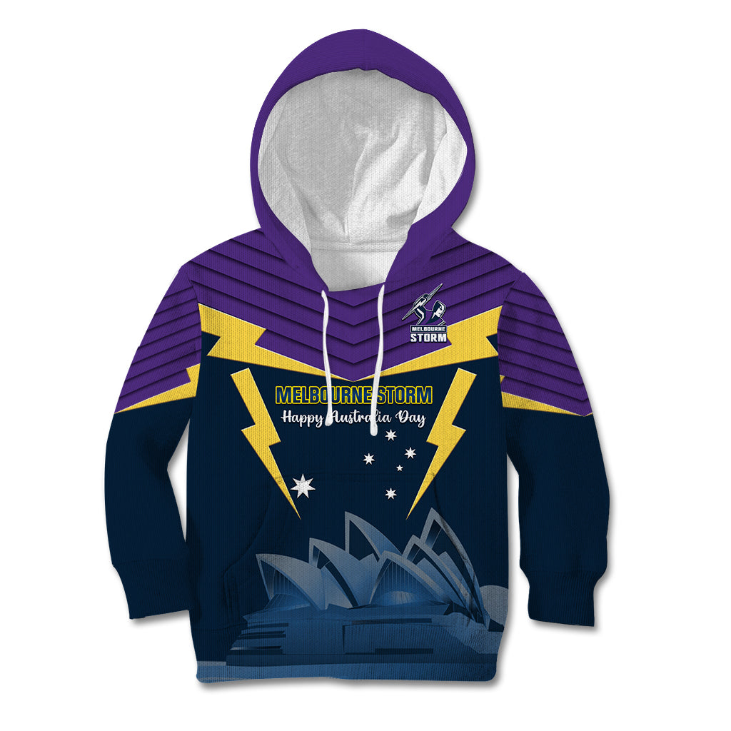 Custom Australia Day Storm Kid Hoodie NRL 2024 Sydney Opera House With Map