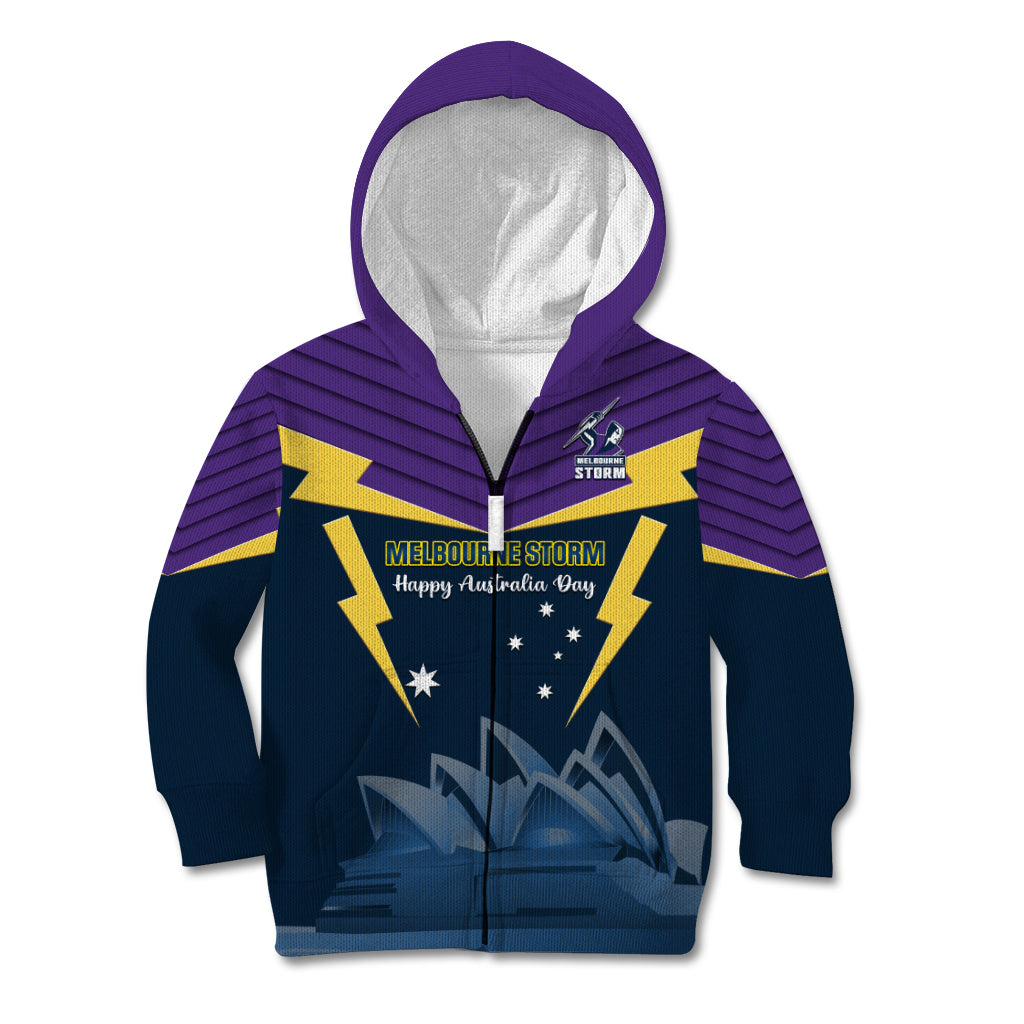 Custom Australia Day Storm Kid Hoodie NRL 2024 Sydney Opera House With Map