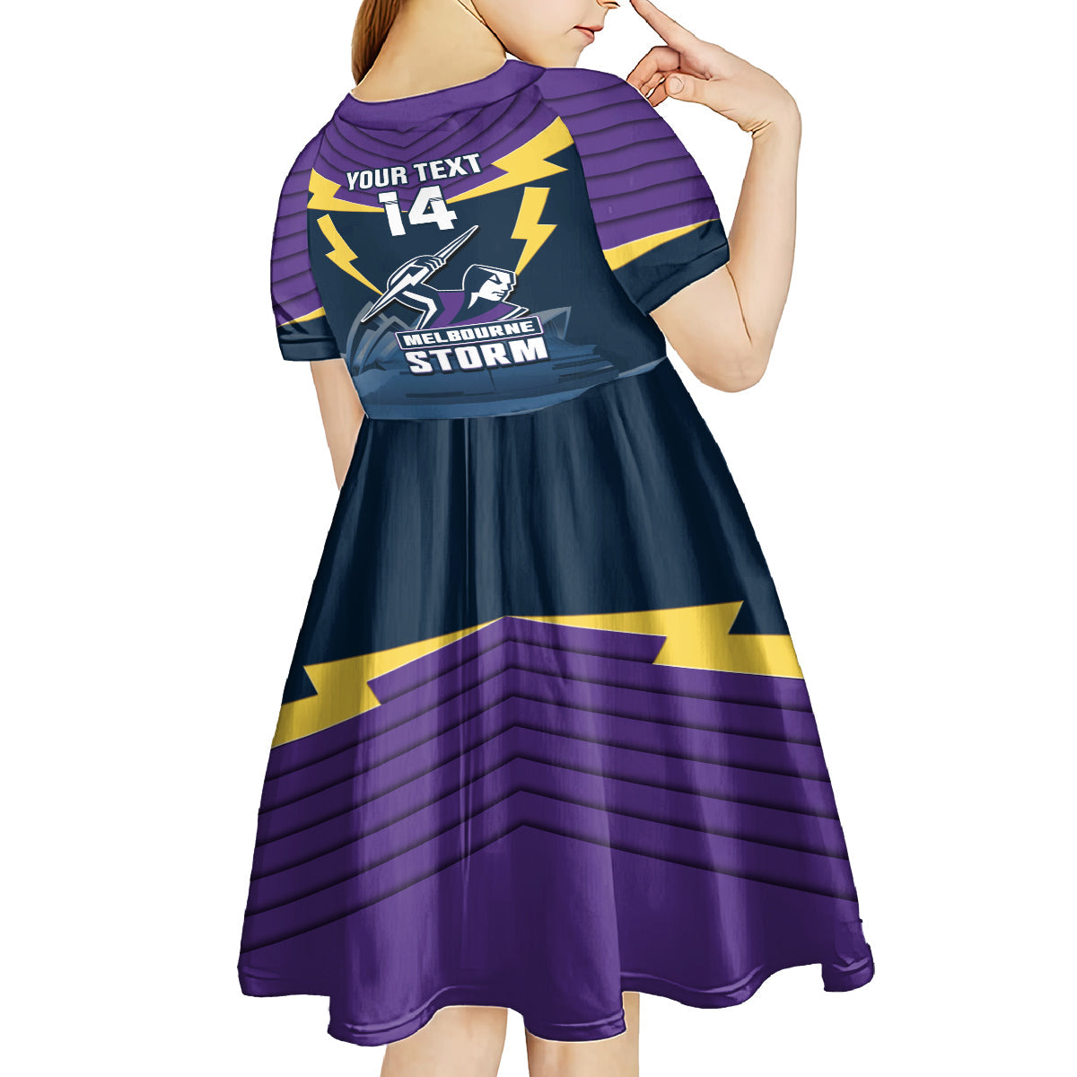 Custom Australia Day Storm Kid Short Sleeve Dress NRL 2024 Sydney Opera House With Map