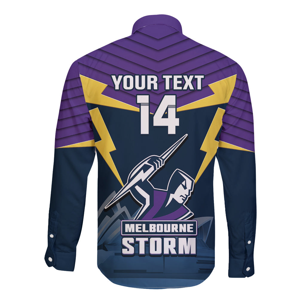 Custom Australia Day Storm Long Sleeve Button Shirt NRL 2024 Sydney Opera House With Map