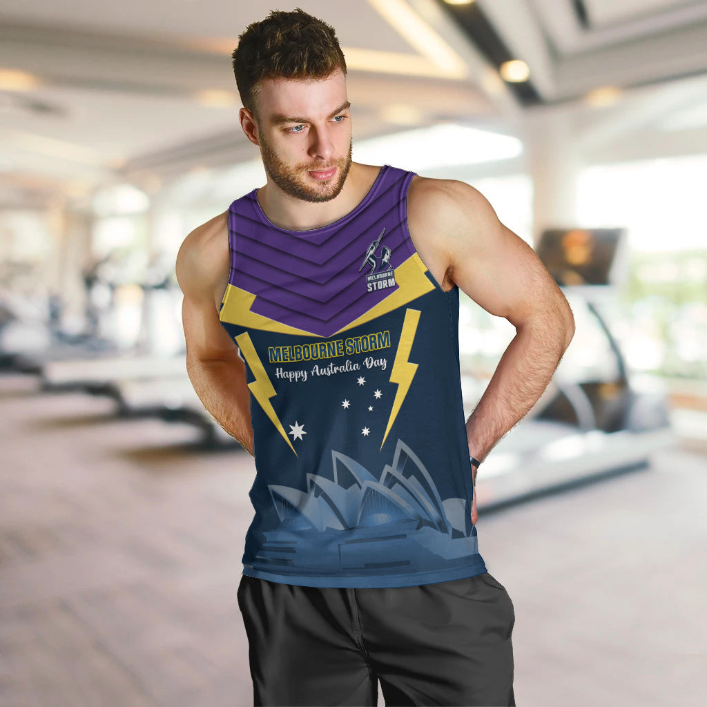 Custom Australia Day Storm Men Tank Top NRL 2024 Sydney Opera House With Map