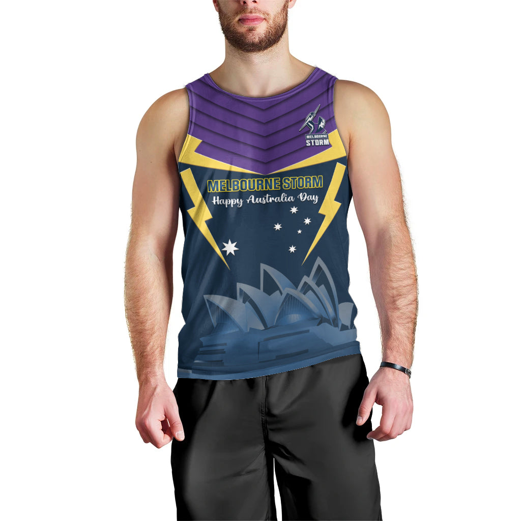 Custom Australia Day Storm Men Tank Top NRL 2024 Sydney Opera House With Map