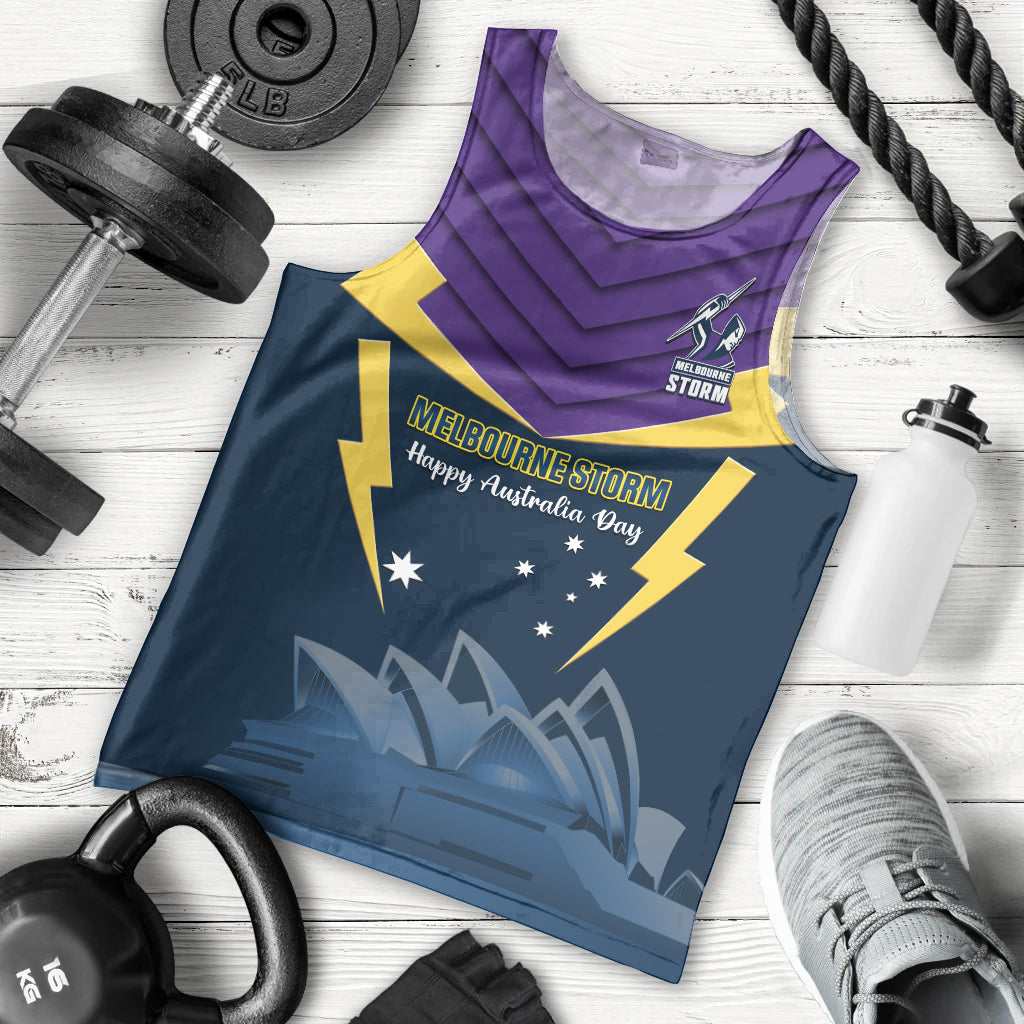 Custom Australia Day Storm Men Tank Top NRL 2024 Sydney Opera House With Map