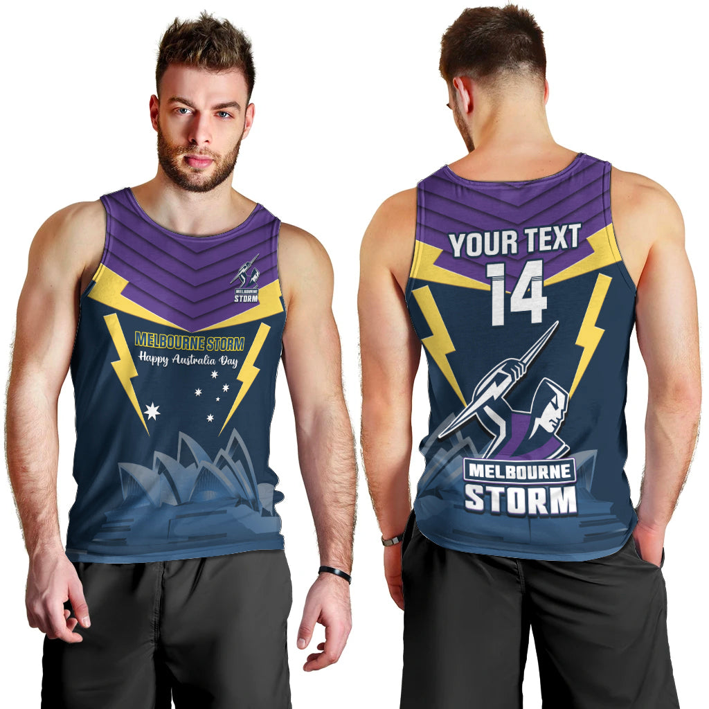 Custom Australia Day Storm Men Tank Top NRL 2024 Sydney Opera House With Map