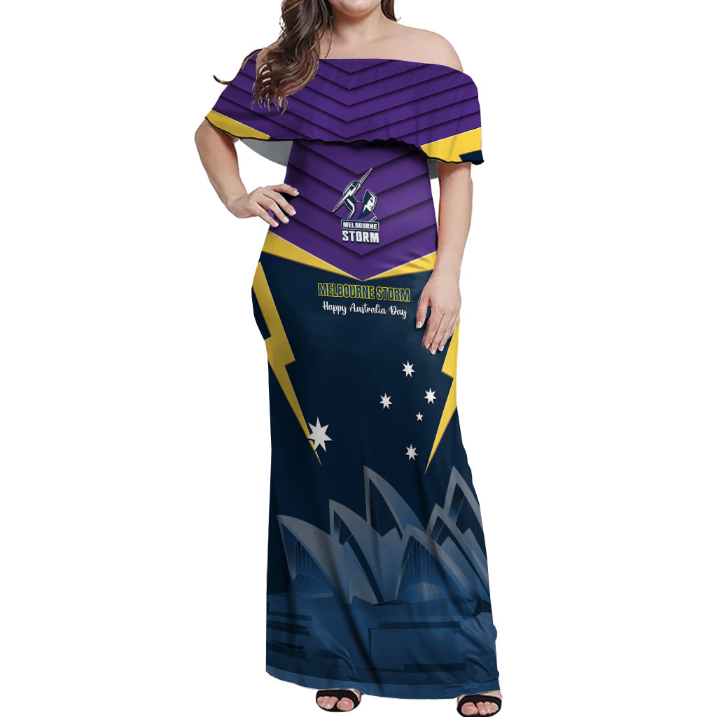 Custom Australia Day Storm Off Shoulder Maxi Dress NRL 2024 Sydney Opera House With Map